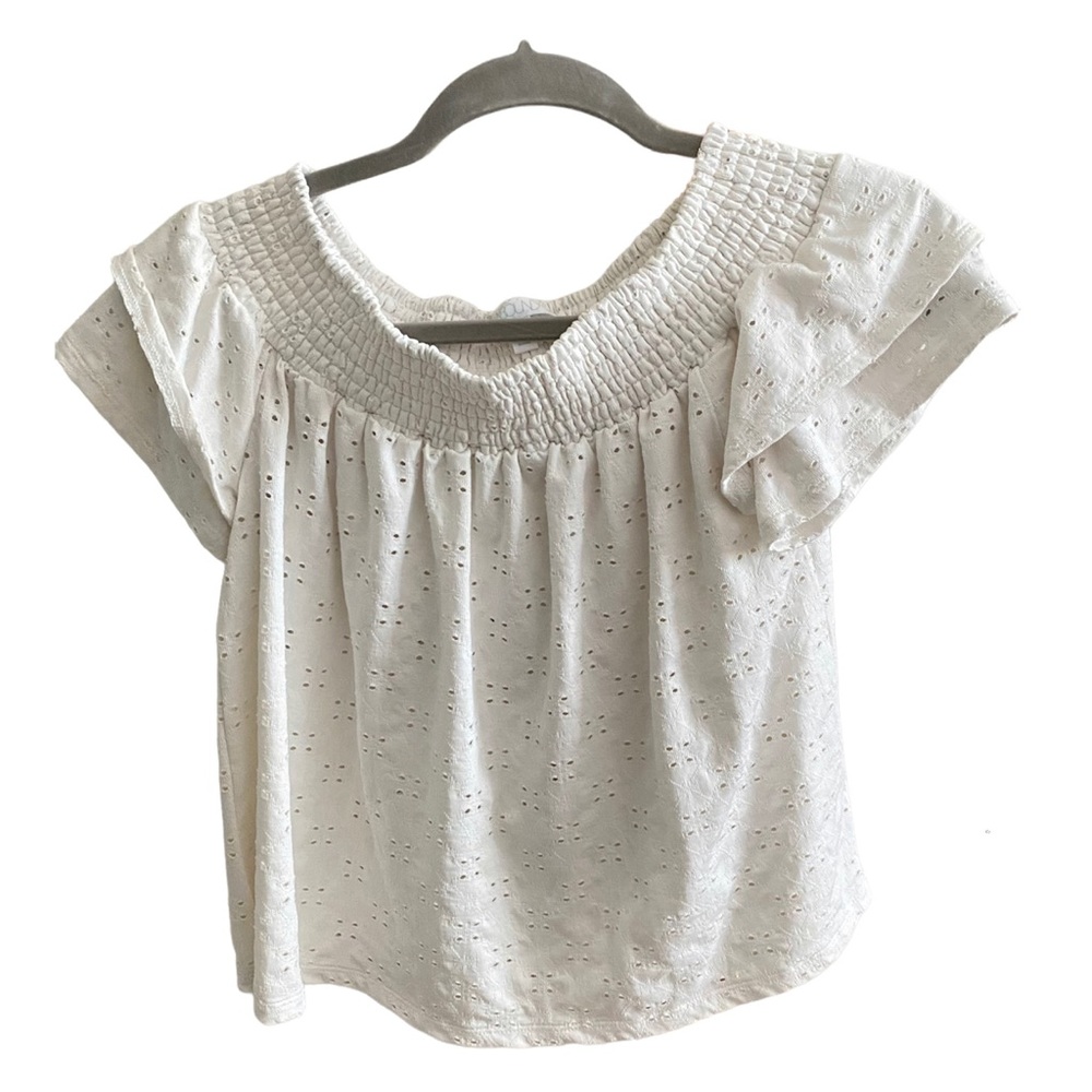 White Abound Off the Shoulder Eyelet Boho Blouse XXS